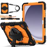 For Samsung Galaxy Tab A9+ Contrast Color Robot Silicone Hybrid PC Tablet Case(Black Orange)
