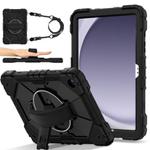 For Samsung Galaxy Tab A9+ Contrast Color Robot Silicone Hybrid PC Tablet Case(Black)