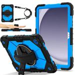 For Samsung Galaxy Tab A9+ Contrast Color Robot Silicone Hybrid PC Tablet Case(Black Blue)