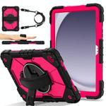 For Samsung Galaxy Tab A9+ Contrast Color Robot Silicone Hybrid PC Tablet Case(Black Rose Red)