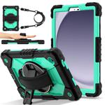 For Samsung Galaxy Tab A9 Contrast Color Robot Silicone Hybrid PC Tablet Case(Black Mint Green)