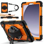 For Samsung Galaxy Tab A9 Contrast Color Robot Silicone Hybrid PC Tablet Case(Black Orange)