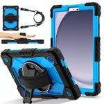 For Samsung Galaxy Tab A9 Contrast Color Robot Silicone Hybrid PC Tablet Case(Black Blue)