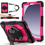 For Samsung Galaxy Tab A9 Contrast Color Robot Silicone Hybrid PC Tablet Case(Black Rose Red)