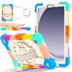 For Samsung Galaxy Tab A9 Contrast Color Robot Silicone Hybrid PC Tablet Case(Colorful Blue)