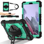 For Samsung Galaxy Tab A7 Lite Contrast Color Robot Silicone Hybrid PC Tablet Case(Black Mint Green)