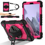 For Samsung Galaxy Tab A7 Lite Contrast Color Robot Silicone Hybrid PC Tablet Case(Black Rose Red)