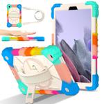 For Samsung Galaxy Tab A7 Lite Contrast Color Robot Silicone Hybrid PC Tablet Case(Colorful Blue)