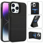 For iPhone 13 Pro Max Tri-fold Holder Leather Phone Case with Card Slot(Black)