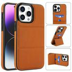 For iPhone 13 Pro Max Tri-fold Holder Leather Phone Case with Card Slot(Brown)