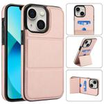 For iPhone 13 mini Tri-fold Holder Leather Phone Case with Card Slot(Rose Gold)