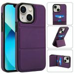 For iPhone 13 mini Tri-fold Holder Leather Phone Case with Card Slot(Dark Purple)