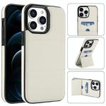 For iPhone 12 Pro Max Tri-fold Holder Leather Phone Case with Card Slot(White)