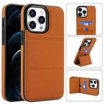 For iPhone 12 Pro Max Tri-fold Holder Leather Phone Case with Card Slot(Brown)