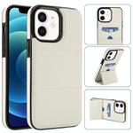 For iPhone 12 mini Tri-fold Holder Leather Phone Case with Card Slot(White)