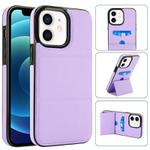 For iPhone 12 mini Tri-fold Holder Leather Phone Case with Card Slot(Light Purple)