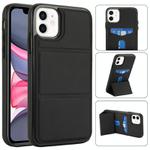 For iPhone 11 Tri-fold Holder Leather Phone Case with Card Slot(Black)