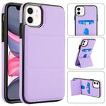 For iPhone 11 Tri-fold Holder Leather Phone Case with Card Slot(Light Purple)