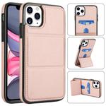 For iPhone 11 Pro Max Tri-fold Holder Leather Phone Case with Card Slot(Rose Gold)