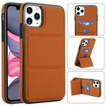 For iPhone 11 Pro Max Tri-fold Holder Leather Phone Case with Card Slot(Brown)