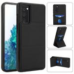 For Samsung Galaxy S20 FE Tri-fold Holder Leather Phone Case with Card Slot(Black)
