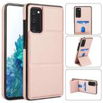 For Samsung Galaxy S20 FE Tri-fold Holder Leather Phone Case with Card Slot(Rose Gold)