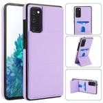 For Samsung Galaxy S20 FE Tri-fold Holder Leather Phone Case with Card Slot(Light Purple)
