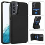 For Samsung Galaxy S21+ 5G Tri-fold Holder Leather Phone Case with Card Slot(Black)