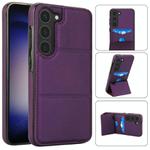 For Samsung Galaxy S23+ 5G Tri-fold Holder Leather Phone Case with Card Slot(Dark Purple)