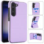 For Samsung Galaxy S23+ 5G Tri-fold Holder Leather Phone Case with Card Slot(Light Purple)