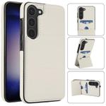 For Samsung Galaxy S23 5G Tri-fold Holder Leather Phone Case with Card Slot(White)