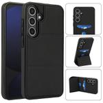 For Samsung Galaxy S24 FE 5G Tri-fold Holder Leather Phone Case with Card Slot(Black)