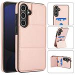 For Samsung Galaxy S24 FE 5G Tri-fold Holder Leather Phone Case with Card Slot(Rose Gold)
