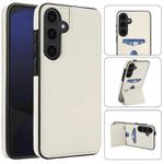 For Samsung Galaxy S25+ 5G Tri-fold Holder Leather Phone Case with Card Slot(White)