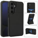 For Samsung Galaxy S25+ 5G Tri-fold Holder Leather Phone Case with Card Slot(Black)