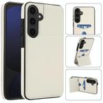 For Samsung Galaxy S25 5G Tri-fold Holder Leather Phone Case with Card Slot(White)