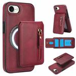 For iPhone 7 / 8 / SE 2022 Zipper Wallet Split MagSafe Leather Back Phone Case(Red)