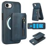 For iPhone 7 / 8 / SE 2022 Zipper Wallet Split MagSafe Leather Back Phone Case(Blue)