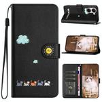For Xiaomi X7 Pro 5G Cartoon Cats Leather Phone Case(Black)