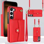 For Samsung Galaxy S24+ 5G RFID Card Slot Phone Case with Long Lanyard(Red)
