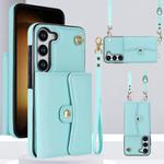 For Samsung Galaxy S25+ 5G RFID Card Slot Phone Case with Long Lanyard(Mint Green)