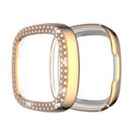 For Fitbit Versa 3 / Versa Sense Double Row Plating Diamonds PC Protective Case(Rose Gold)