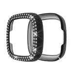 For Fitbit Versa 3 / Versa Sense Double Row Plating Diamonds PC Protective Case(Black)