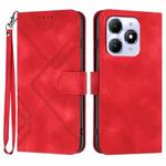 For Itel A90 Line Pattern Skin Feel Leather Phone Case(Red)
