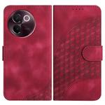 For vivo V30e Elephant Head Embossed Phone Leather Case with Lanyard(Rose Red)