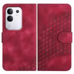 For vivo Y29 4G Elephant Head Embossed Phone Leather Case with Lanyard(Rose Red)
