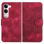 For vivo Y29s 5G / Y04 4G Global Elephant Head Embossed Phone Leather Case with Lanyard(Rose Red)