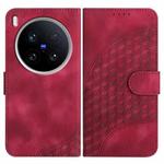 For vivo X200 Ultra Elephant Head Embossed Phone Leather Case with Lanyard(Rose Red)