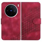 For vivo X200s Elephant Head Embossed Phone Leather Case with Lanyard(Rose Red)