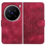 For vivo X200 Pro Elephant Head Embossed Phone Leather Case with Lanyard(Rose Red)